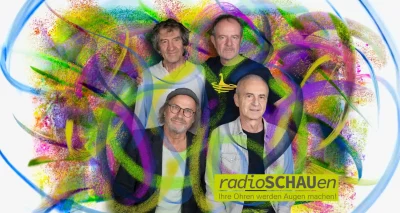 Fotoder Band Mandala Movie in einem Mandala eingebwttet.